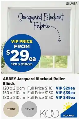 Spotlight Abby Jacquard Blockout Roller Blinds offer
