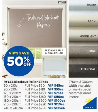 Spotlight Rylee Blockout Roller Blinds offer