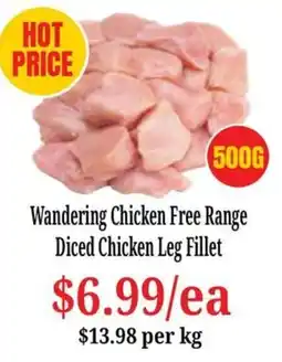 Farmer Jack's Wandering Chicken Free Range Diced Chicken Leg Fillet offer
