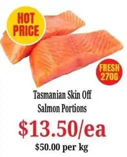 Farmer Jack's Tasmanian Skin Off Salmon Portions offer