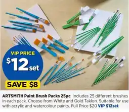 Spotlight ARTSMITH Paint Brush Packs 25pc offer