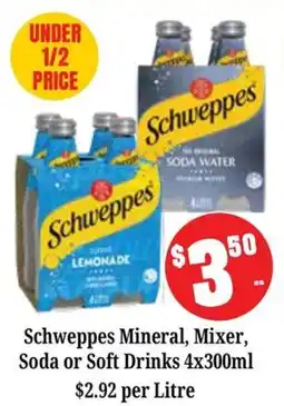 Farmer Jack's Schweppes Mineral, Mixer, Soda or Soft Drinks offer