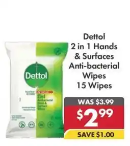 Pharmacy4Less Dettol 2 in 1 Hands & Surfaces Anti-bacterial Wipes offer