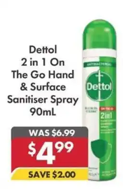Pharmacy4Less Dettol 2 in 1 On The Go Hand & Surface Sanitiser Spray offer