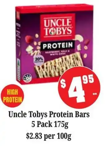 Farmer Jack's Uncle Tobys Protein Bars offer