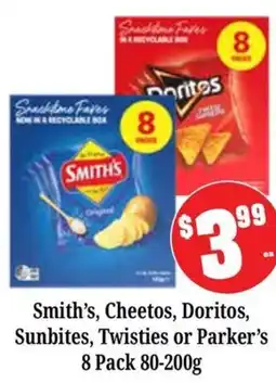 Farmer Jack's Smith's, Cheetos, Doritos, Sunbites, Twisties or Parker's offer