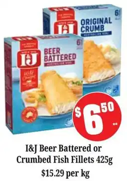Farmer Jack's I&J Beer Battered or Crumbed Fish Fillets offer