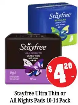 Farmer Jack's Stayfree Ultra Thin or All Nights Pads offer