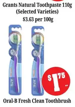 Farmer Jack's Oral-B Fresh Clean Toothbrush offer