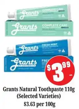 Farmer Jack's Grants Natural Toothpaste offer