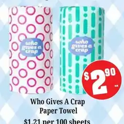 Farmer Jack's Who Gives A Crap Paper Towel offer