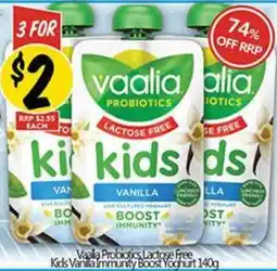 NQR Vaalia Probiotics Lactose Free Kids Vanilla Immunity Boost Yoghurt offer