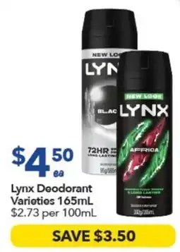 Ritchies Lynx Deodorant Varieties offer