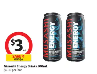 Coles Musashi Energy Drinks 500ml offer