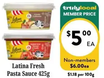 Farmer Jack's Latina Fresh Pasta Sauce offer