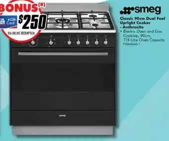 The Good Guys Smeg Classic 90cm Dual Fuel Upright Cooker - Anthracite offer