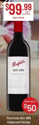 Chambers Cellars Penfolds Bin 389 Cabernet Shiraz offer