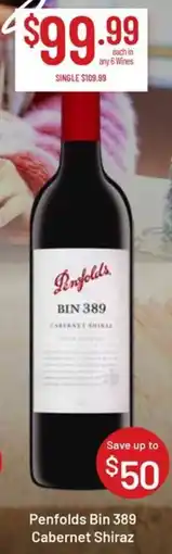 Chambers Cellars Penfolds Bin 389 Cabernet Shiraz offer