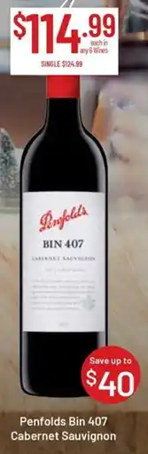 Chambers Cellars Penfolds Bin 407 Cabernet Sauvignon offer