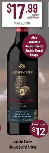 Chambers Cellars Jacobs Creek Double Barrel Shiraz offer