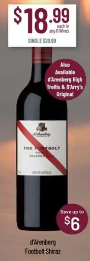 Chambers Cellars d'Arenberg Footbolt Shiraz offer