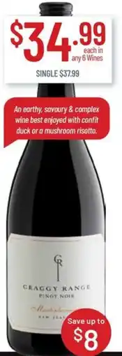 Chambers Cellars Craggy Range Pinot Noir offer