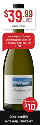 Chambers Cellars Coldstream Hills Yarra Valley Chardonnay offer