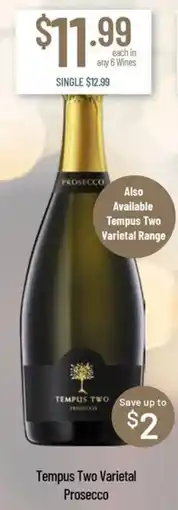 Chambers Cellars Tempus Two Varietal Prosecco offer