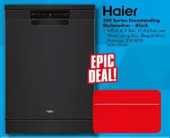 The Good Guys Haier 300 Series Freestanding Dishwasher - Black offer