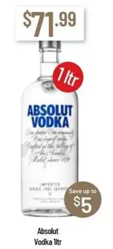 Chambers Cellars Absolut Vodka offer