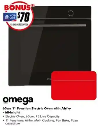 The Good Guys Omega 60cm 11 Function Electric Oven with Airfry - Midnight offer