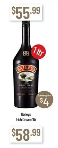 Chambers Cellars Baileys Irish Cream 1ltr offer