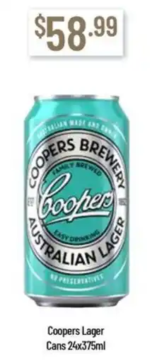 Chambers Cellars Coopers Lager Cans offer