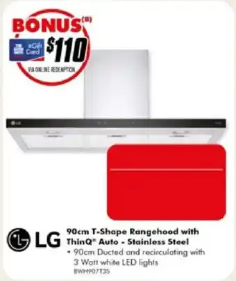 The Good Guys LG 90cm T-Shape Rangehood with ThinQ Auto - Stainless Steel offer