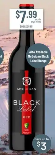 Chambers Cellars McGuigan Black Label Red offer