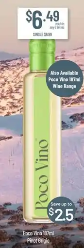Chambers Cellars Poco Vino Pinot Grigio offer