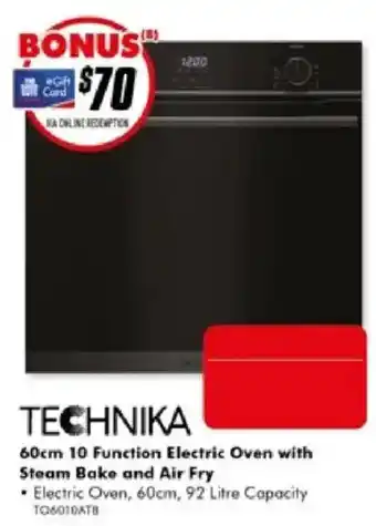 The Good Guys Technika 60cm 10 Function Electric Oven with Steam Bake and Air Fry offer