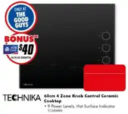 The Good Guys Technika 60cm 4 Zone Knob Control Ceramic Cooktop offer