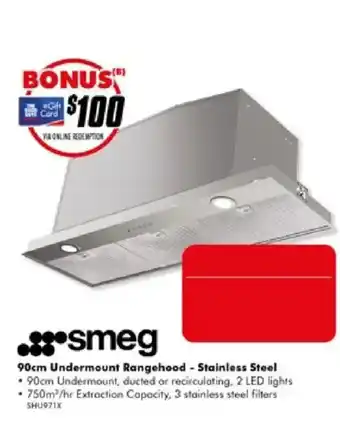 The Good Guys smeg 90cm Undermount Rangehood - Stainless Steel offer