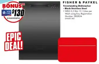 The Good Guys Fisher & Paykel Freestanding Dishwasher - Black Stainless Steel offer
