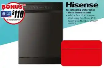 The Good Guys Hisense Freestanding Dishwasher - Black Stainless Steel offer