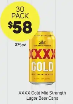 Foodland XXXX Gold Mid Strength Lager Beer Cans offer