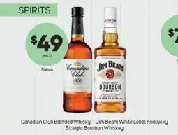 Foodland Canadian Club Blended Whisky - Jim Beam White Label Kentucky Straight Bourbon Whiskey offer