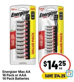 Ritchies Energizer Max AA or AAA Batteries offer