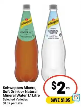 Ritchies Schweppes Mixers, Soft Drink or Natural Mineral Water offer