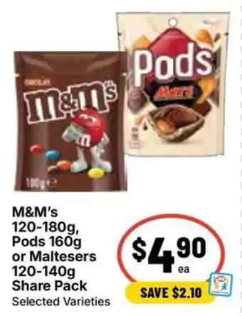 Ritchies M&M's Pods or Maltesers Share Pack offer