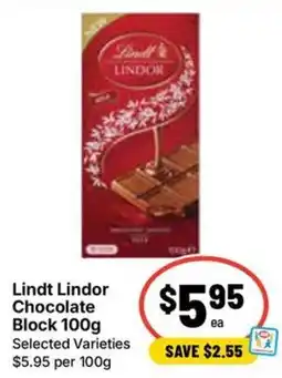 Ritchies Lindt Lindor Chocolate Block offer