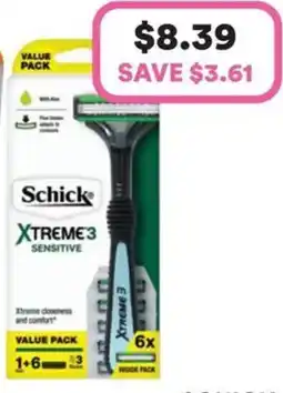 Priceline Schick Xtreme 3 Sensitive Value Pack 1 Handle 6 Cartridges Refills offer