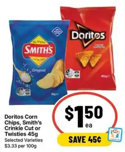 Ritchies Doritos Corn Chips, Smith's Crinkle Cut or Twisties offer