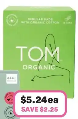 Priceline Tom organic pad regular with wings offer